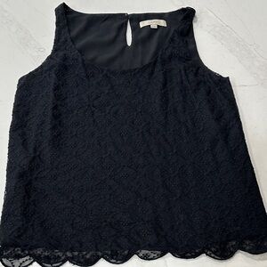 LOFT Black Lace Sleeveless Blouse